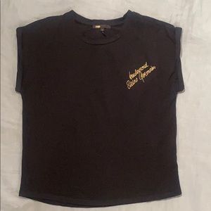 Maje Rolled Sleeve Embroidered Tee